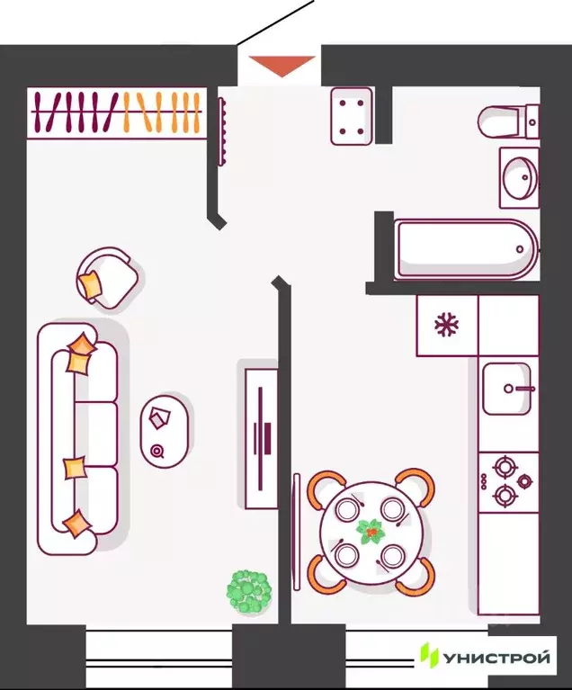 1-к кв. Самарская область, Тольятти бул. Итальянский, 2 (34.88 м) - Фото 1