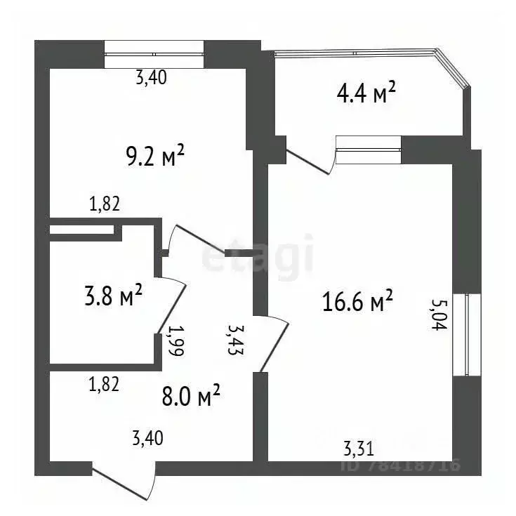 1-к кв. Калужская область, Обнинск ул. Усачева, 21 (37.6 м) - Фото 2