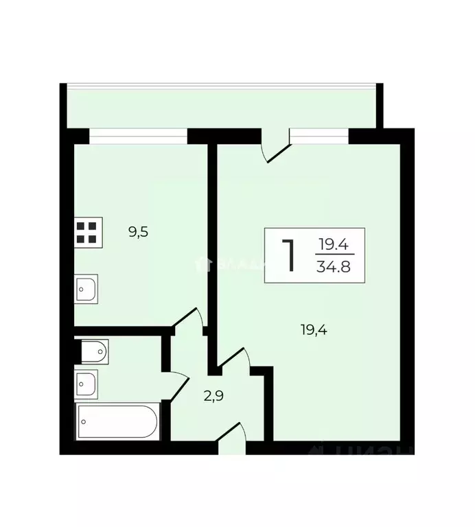 1-к кв. Москва Чертановская ул., 25К1 (34.8 м) - Фото 2