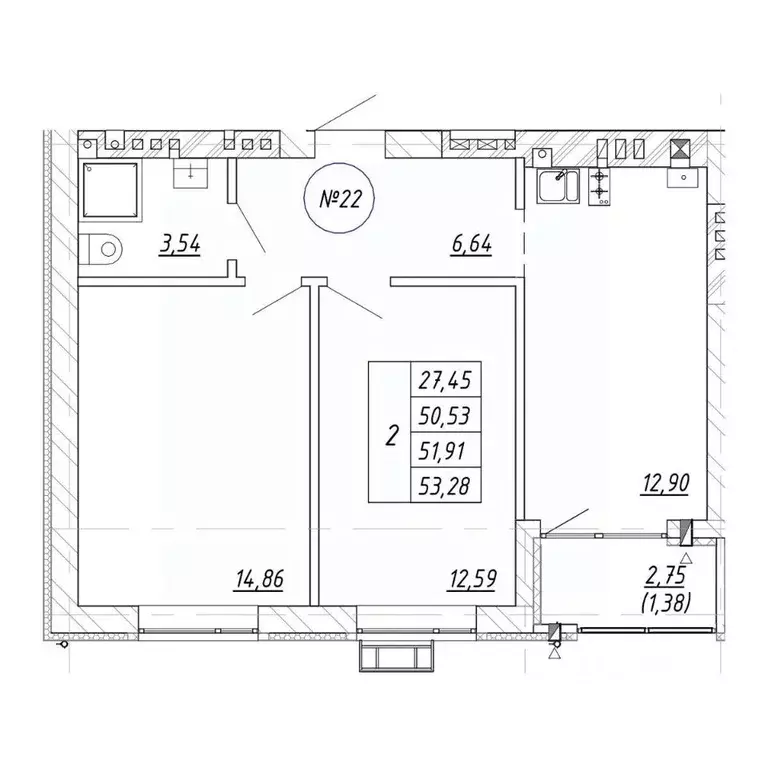 2-к кв. Калининградская область, Зеленоградск  (51.91 м) - Фото 2