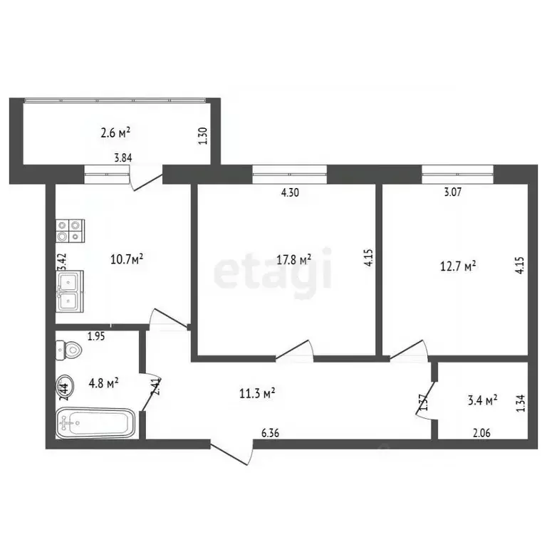 2-к кв. Забайкальский край, Чита Царский мкр, 13 (60.9 м) - Фото 2
