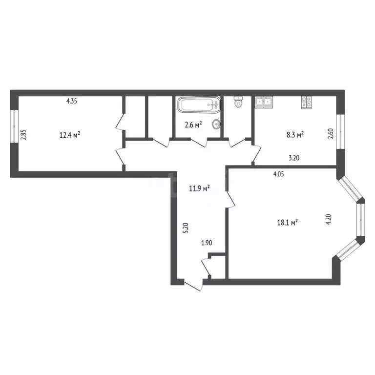 2-к кв. Ямало-Ненецкий АО, Новый Уренгой Железнодорожная ул., 46 (57.2 ... - Фото 2