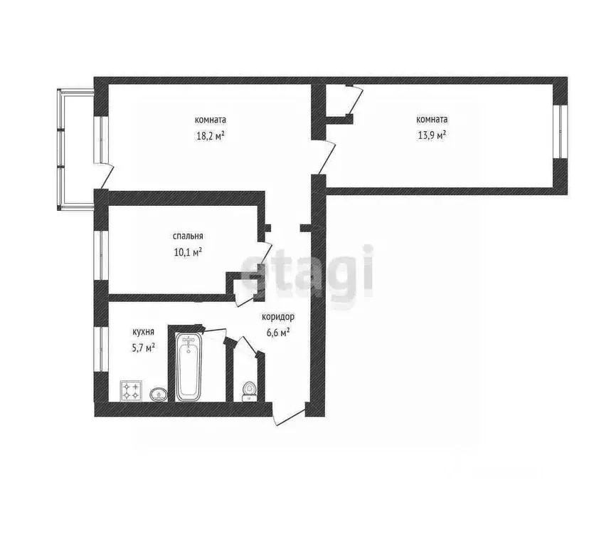 3-к кв. Башкортостан, Салават Уфимская ул., 102 (58.8 м) - Фото 2