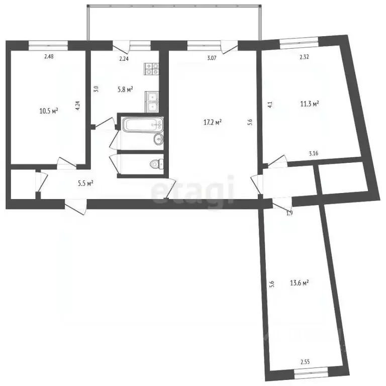 4-к кв. Крым, Алушта ул. Судакская (71.0 м) - Фото 1