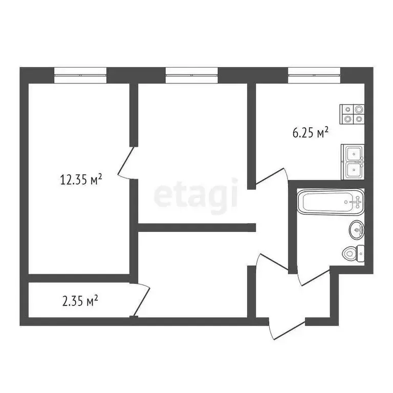 2-комнатная квартира: Тюмень, улица Мира, 29 (43 м) - Фото 1