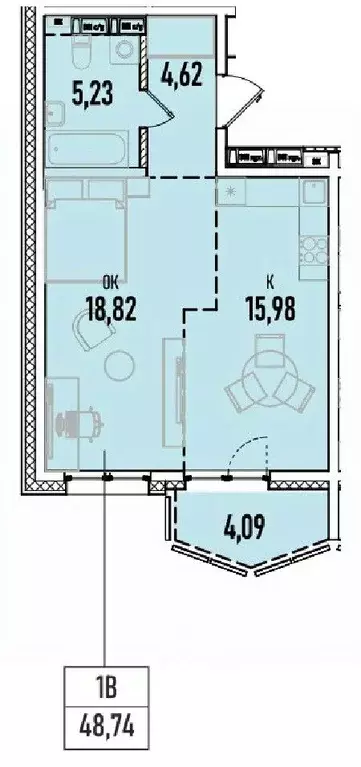 1-к кв. Иркутская область, Иркутск Донская ул., 5А (48.74 м) - Фото 0