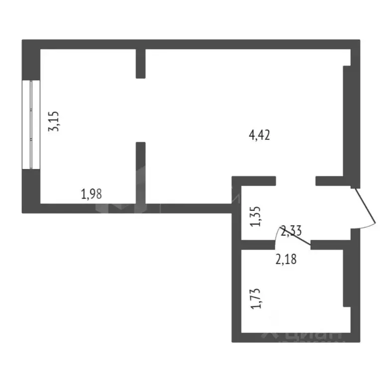 Студия Тюменская область, Тюмень ул. Фармана Салманова, 5 (26.6 м) - Фото 1