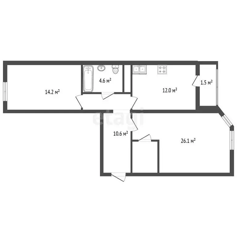 2-комнатная квартира: Санкт-Петербург, проспект Королёва, 64к1 (69 м) - Фото 1