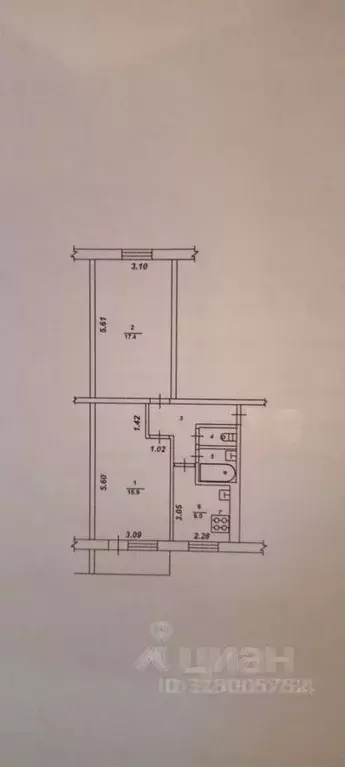 2-к кв. Воронежская область, Воронеж пер. Архипова, 9А (47.9 м) - Фото 1