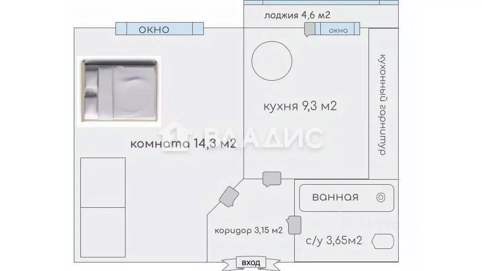 1-к кв. Ленинградская область, Всеволожский район, Янино-1 городской ... - Фото 1