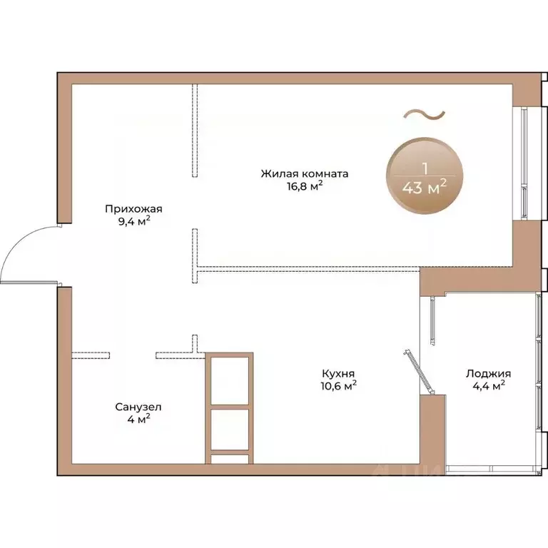 1-к кв. Красноярский край, Красноярск ул. Партизана Железняка (43.0 м) - Фото 1