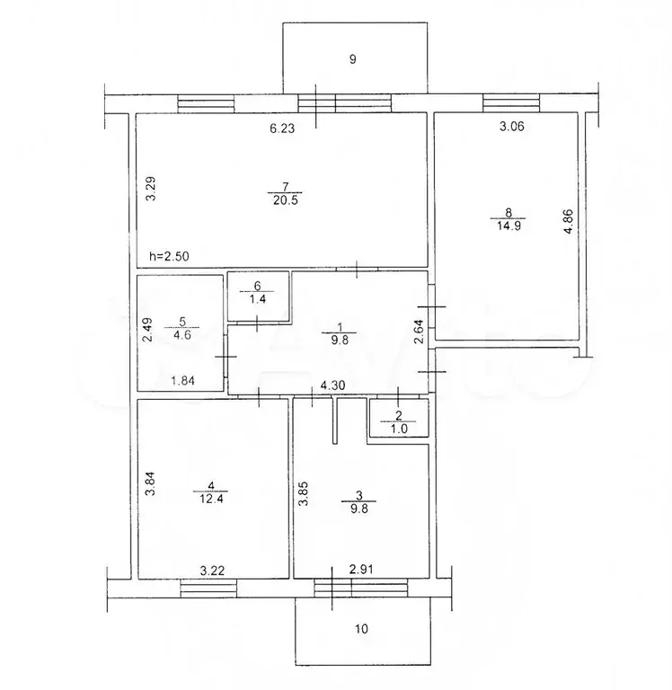 3-к. квартира, 74 м, 5/5 эт. - Фото 0