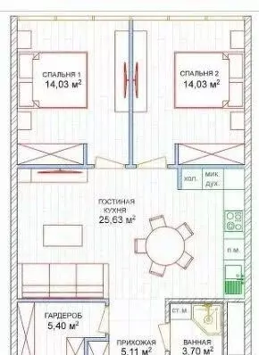 Студия Краснодарский край, Геленджик ул. Мира, 40 (67.3 м) - Фото 1