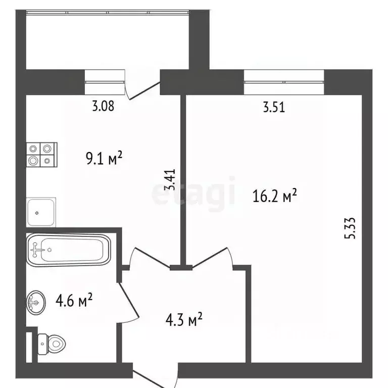 1-к кв. Калужская область, Бабынинский муниципальный округ, Воротынск ... - Фото 1