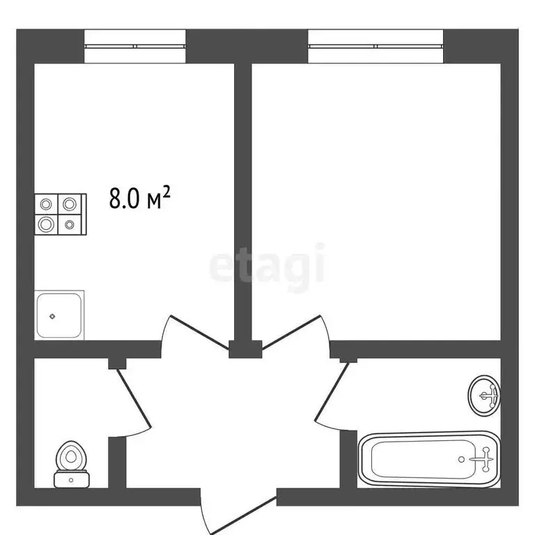 1-комнатная квартира: Новый Уренгой, район Северная Жилая Часть, ... - Фото 1