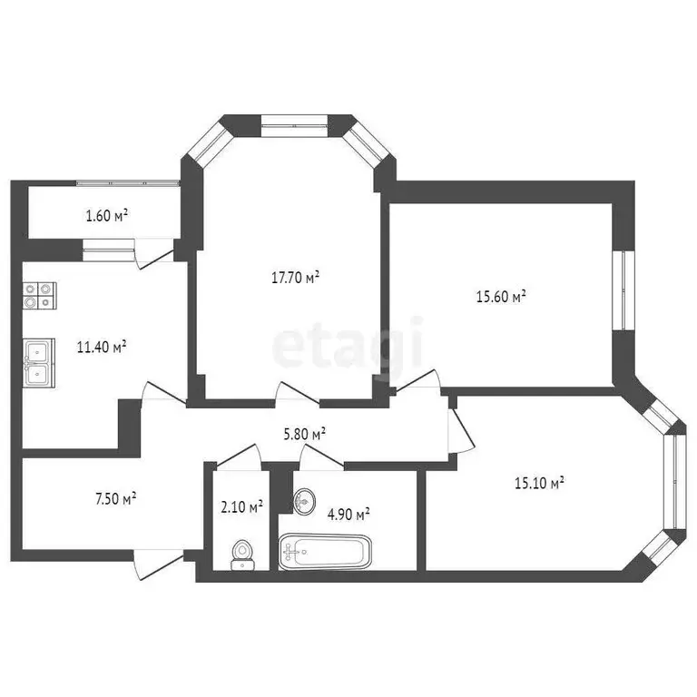 3-комнатная квартира: Нижний Новгород, улица Академика Сахарова, 109к1 ... - Фото 1