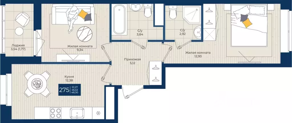 2-к кв. Ленинградская область, Ломоносовский район, Аннинское ... - Фото 1