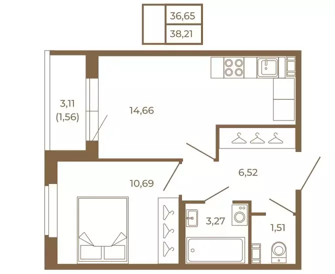1-комнатная квартира: Сертолово, ЖК Новая История (38.21 м) - Фото 1