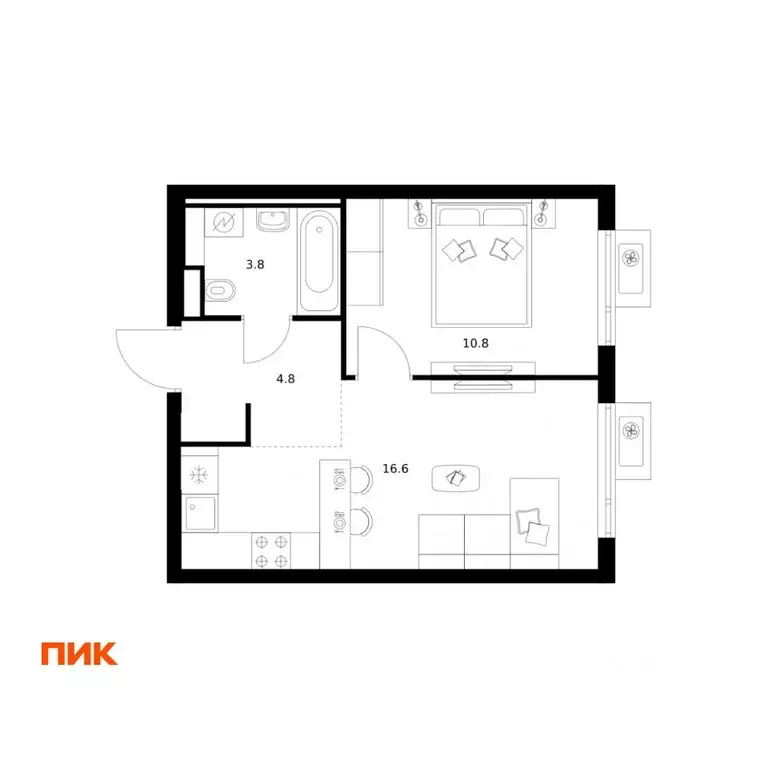 1-к кв. Московская область, Мытищи Яуза Парк жилой комплекс (36.0 м) - Фото 1
