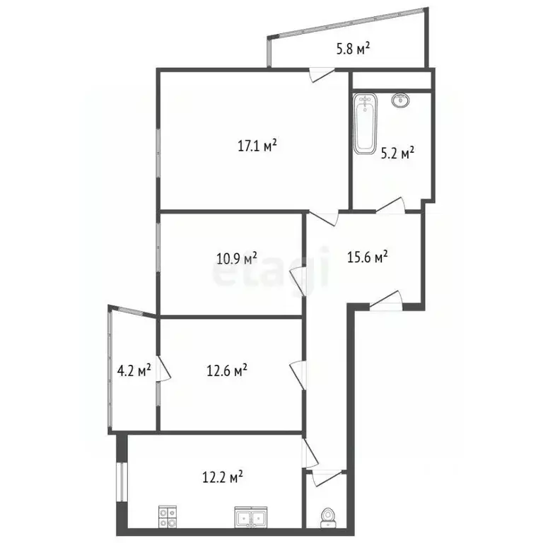 3-к кв. Санкт-Петербург просп. Королева, 63к2 (75.3 м) - Фото 2