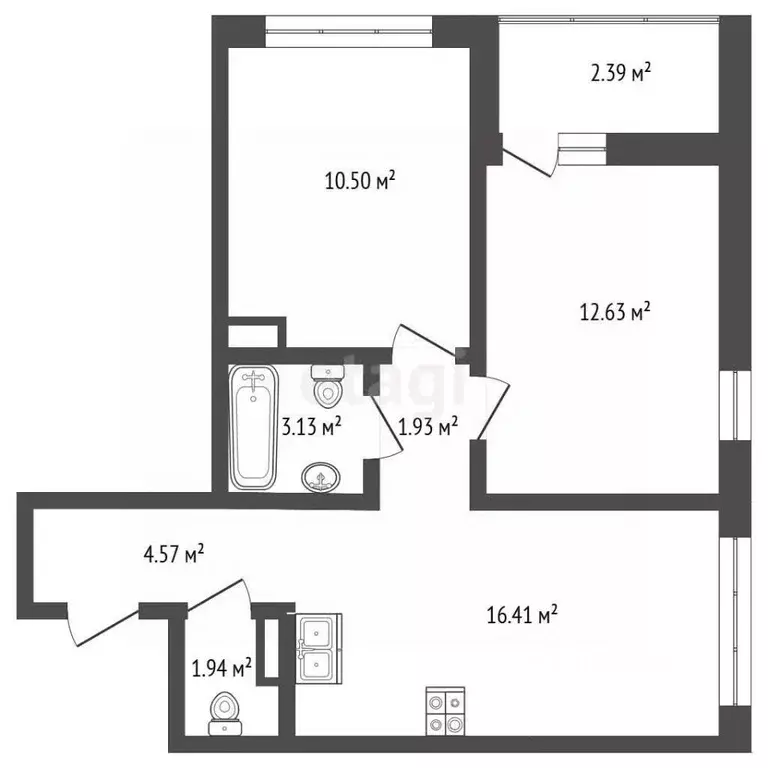 2-к кв. Тюменская область, Тюмень Рощино мкр, ул. Медовая, 18 (49.7 м) - Фото 2