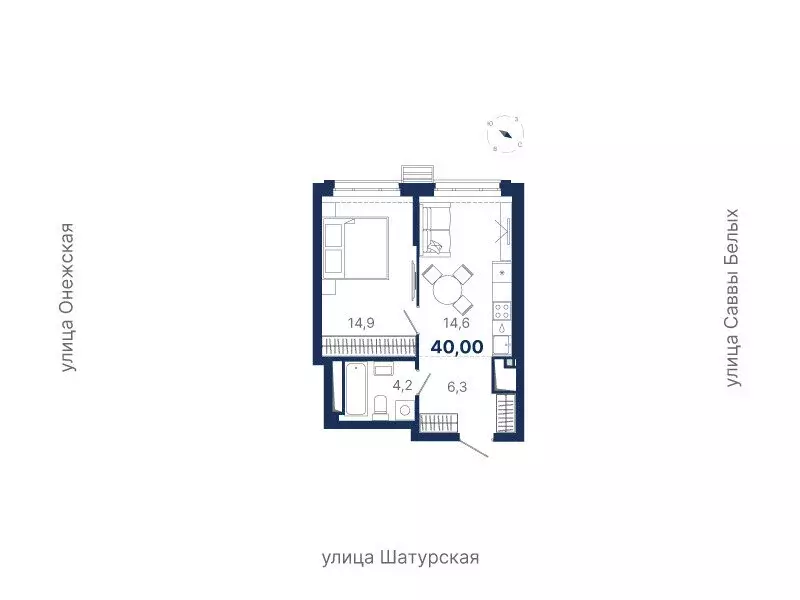 1-комнатная квартира: Екатеринбург, жилой район Южный, жилая ... - Фото 0