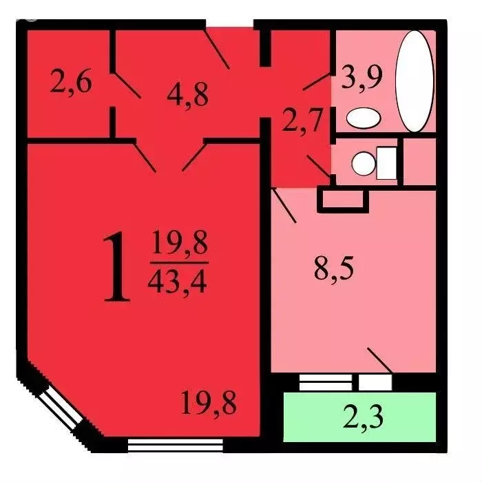 1-комнатная квартира: Москва, Партизанская улица, 24к2 (45 м) - Фото 1