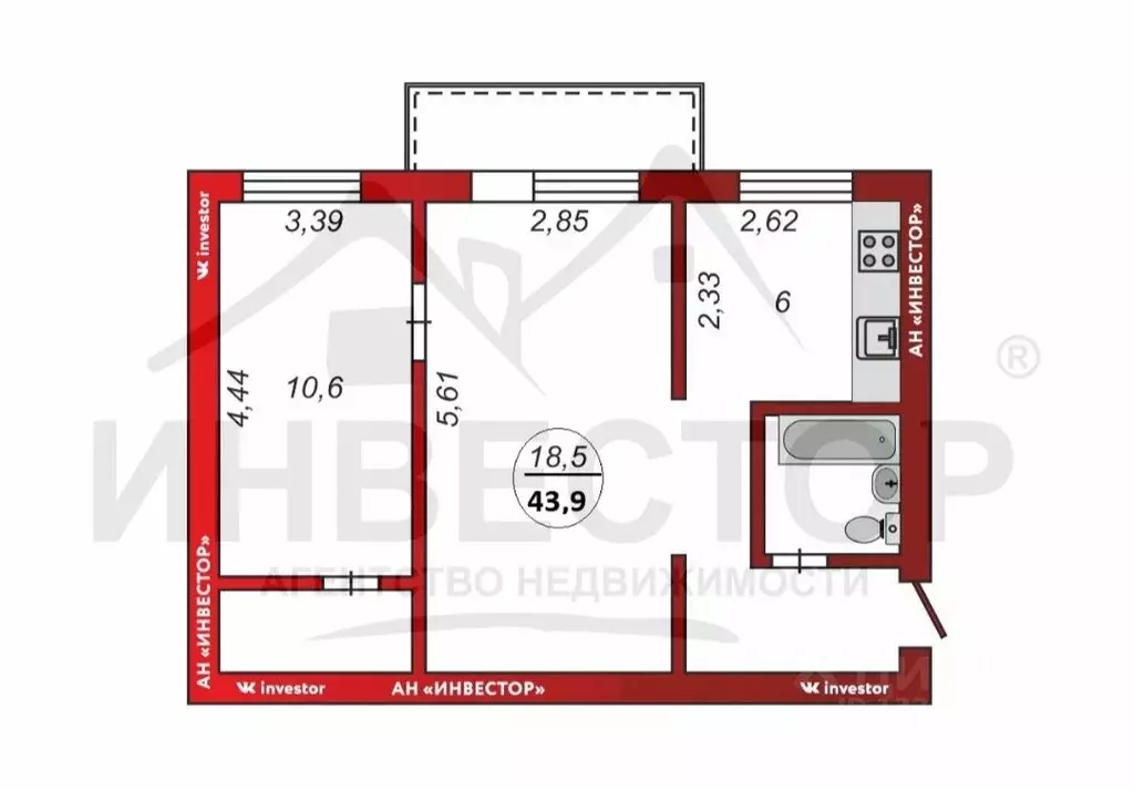2-к кв. Челябинская область, Челябинск ул. Свободы, 102 (43.0 м) - Фото 0