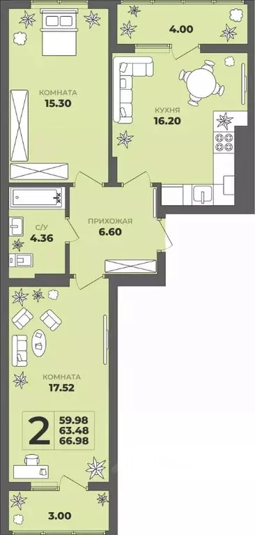 2-к кв. Калининградская область, Калининград ул. Генерала Толстикова, ... - Фото 1