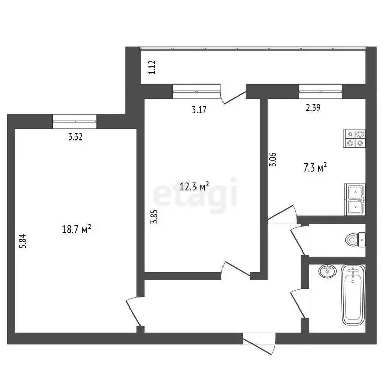 2-комнатная квартира: Омск, Мельничная улица, 70 (50.2 м) - Фото 1