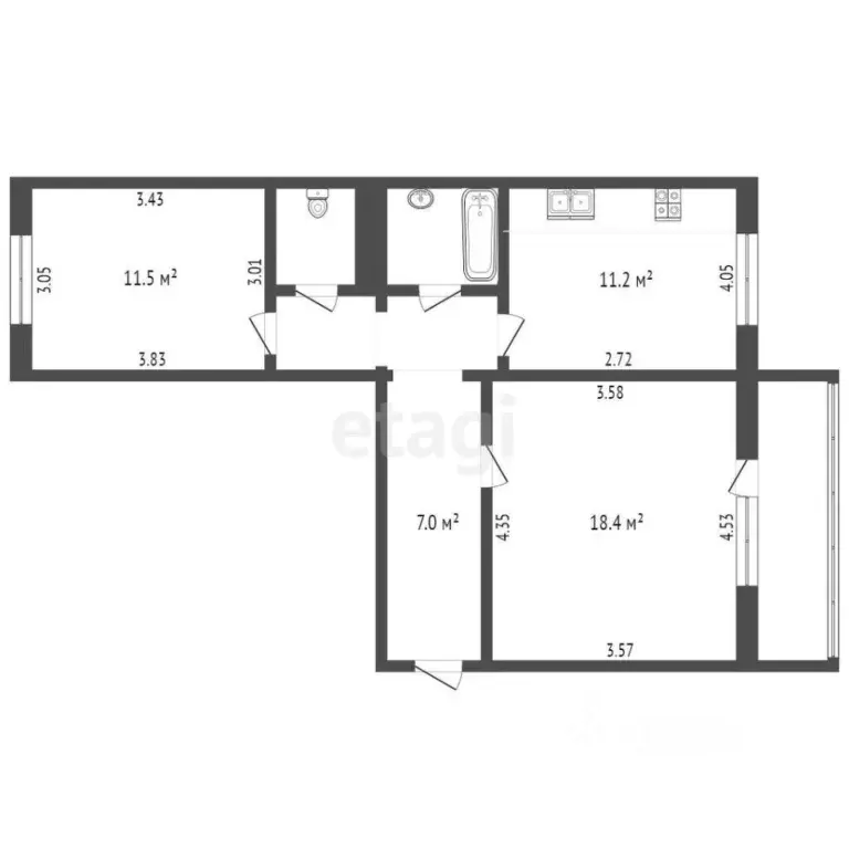 2-к кв. Челябинская область, Челябинск Звенигородская ул., 62 (56.3 м) - Фото 1