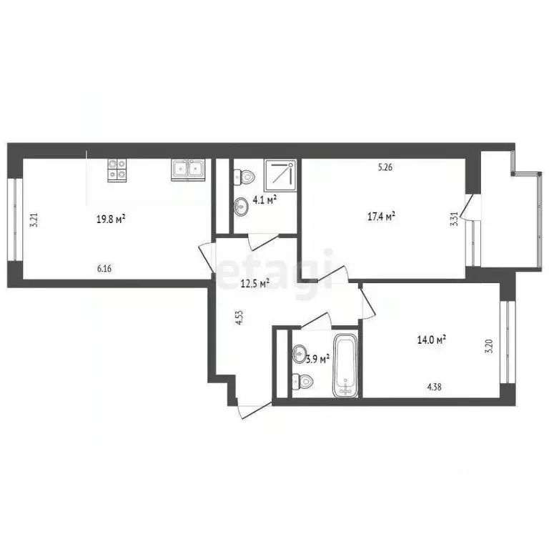 3-к кв. Москва Лазоревый проезд, 3 (72.0 м) - Фото 2