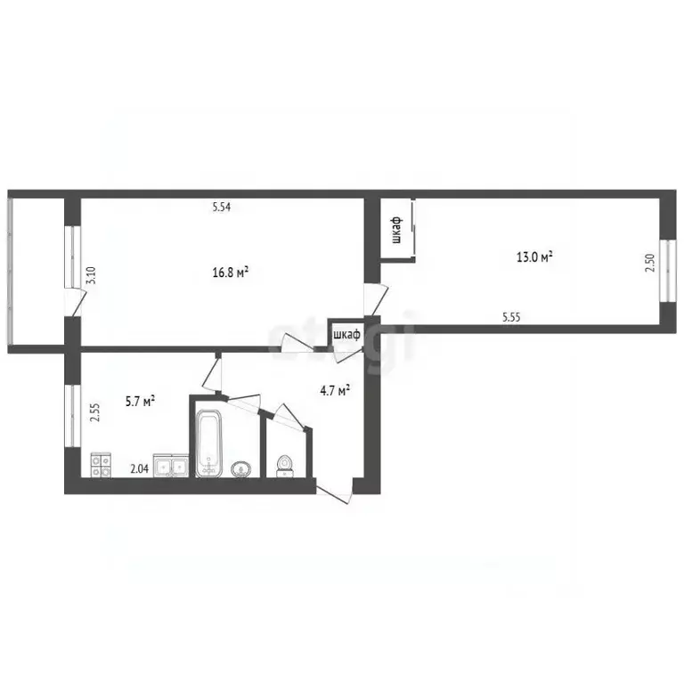 2-к кв. Архангельская область, Архангельск ул. Кирпичного завода, 23 ... - Фото 2