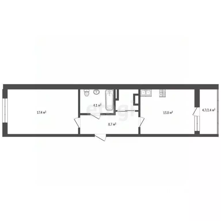 1-к кв. Калининградская область, Светлогорск Дачная ул., 6 (45.2 м) - Фото 2