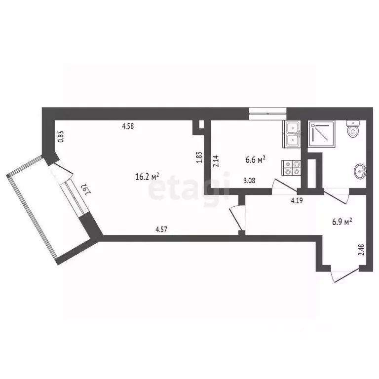 1-к кв. Пермский край, Пермь ул. Вильямса, 51А (33.8 м) - Фото 2