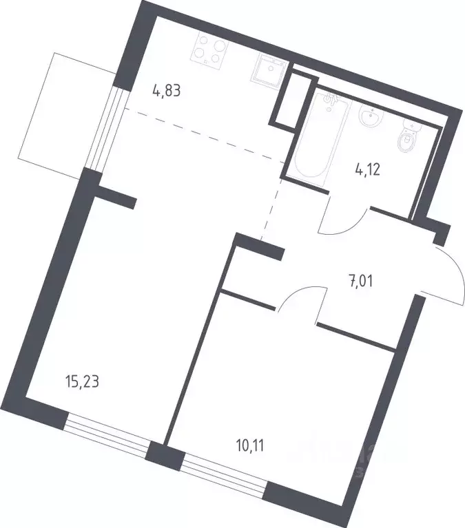 1-к кв. Ленинградская область, Ломоносовский район, Лаголовское с/пос, ... - Фото 1