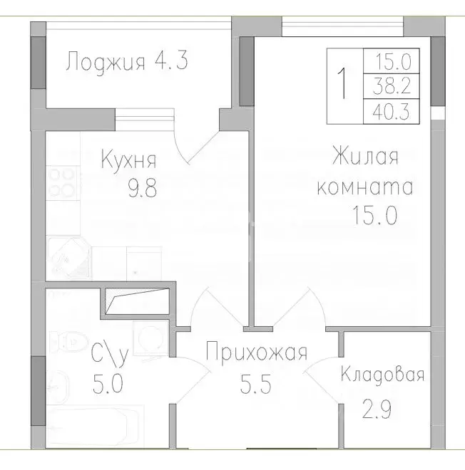 1-к кв. Липецкая область, Липецк ул. Тельмана, 120 (40.3 м) - Фото 2
