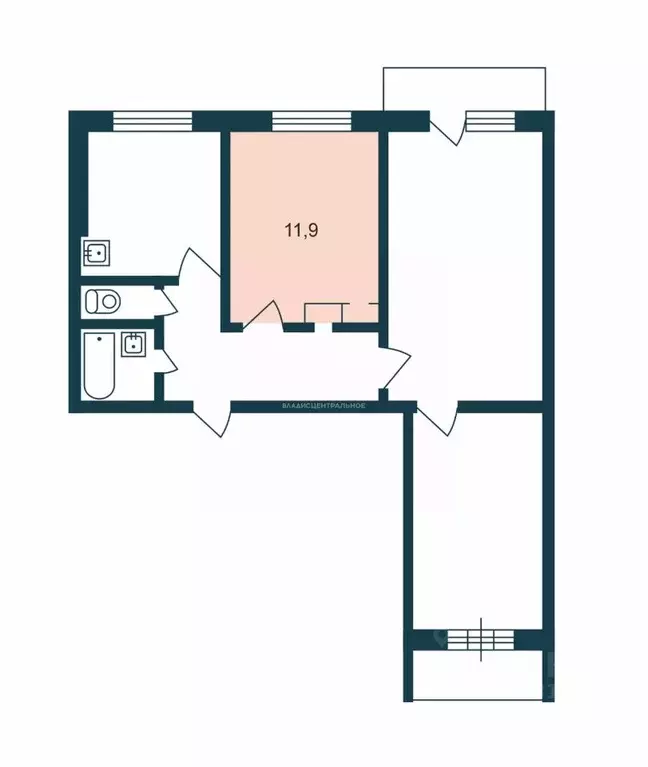 Комната Новосибирская область, Новосибирск ул. Кропоткина, 127 (12.0 ... - Фото 2