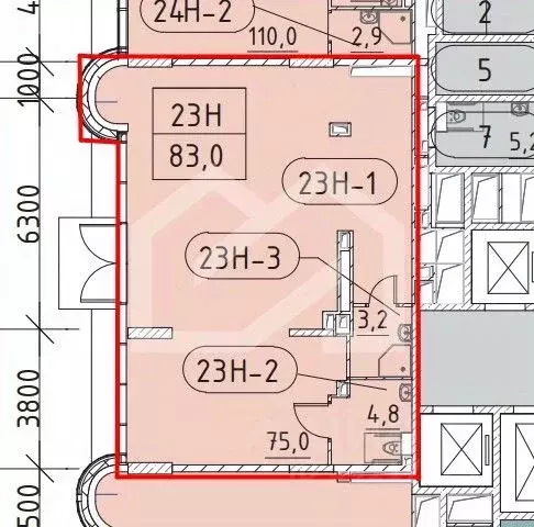 Торговая площадь в Москва Марк жилой комплекс, к1 (83 м) - Фото 2