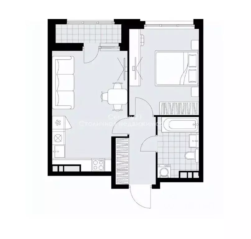 2-к кв. Москва № 160 кв-л, 1Вк4 (40.0 м) - Фото 2