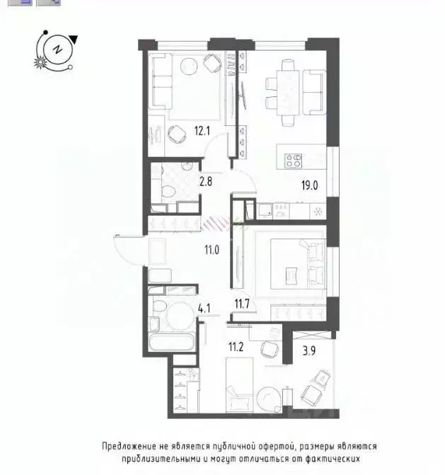 3-к кв. Омская область, Омск Зеленая река мкр, 6 (73.9 м) - Фото 1