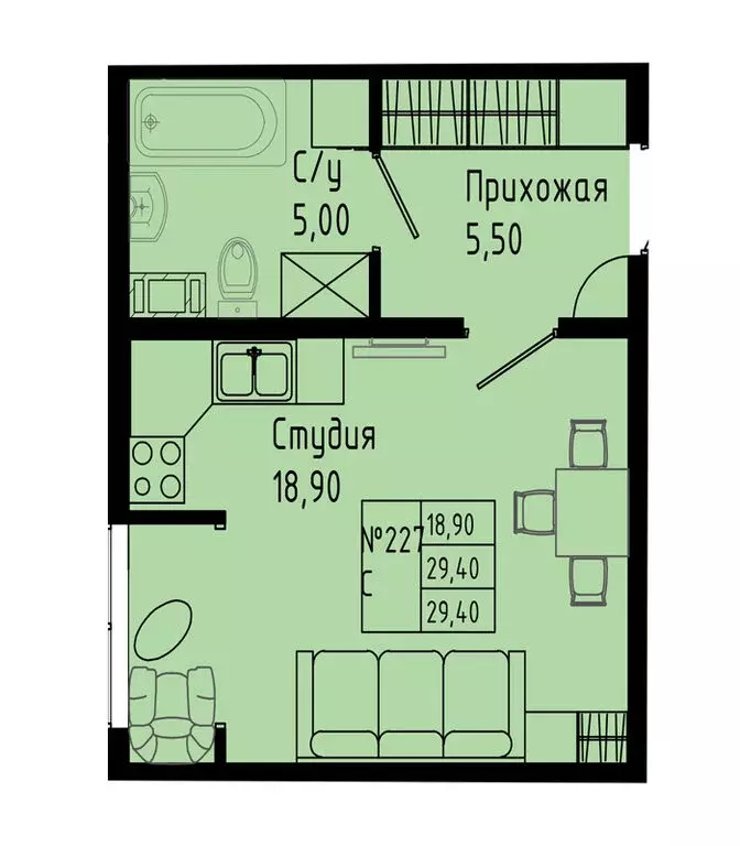 Квартира-студия: Коммунар, Железнодорожная улица, 41к2 (29.4 м) - Фото 1