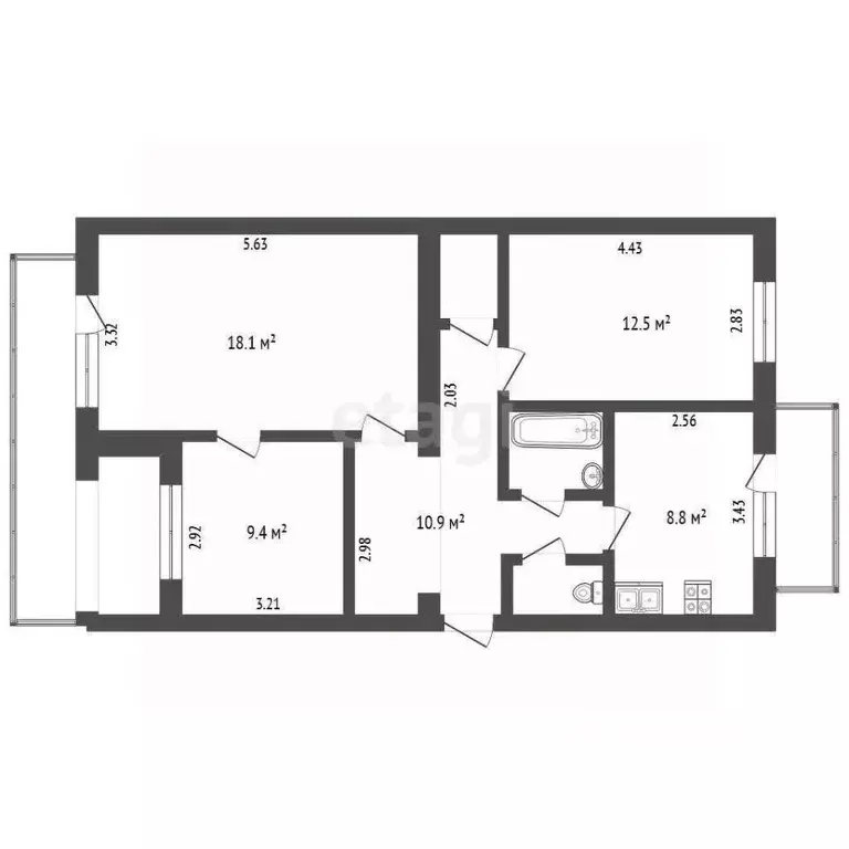 3-к кв. Крым, Бахчисарайский район, с. Вилино ул. Ленина, 50А (65.7 м) - Фото 2