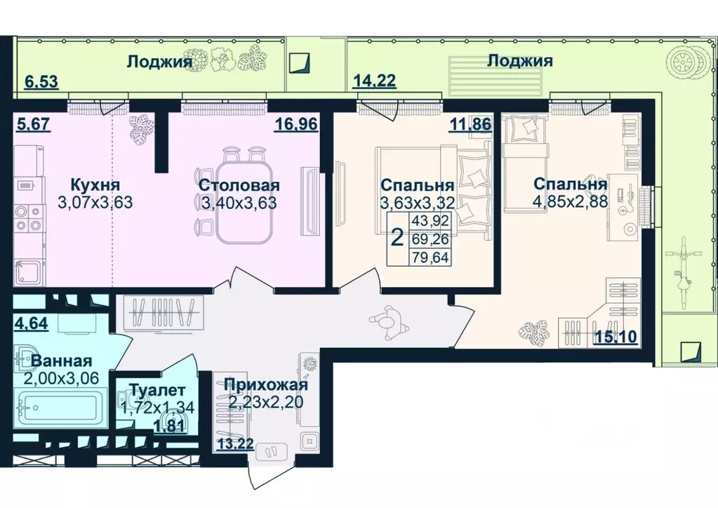 2-к кв. Башкортостан, Уфа ул. Пархоменко, 156/1 (90.0 м) - Фото 0