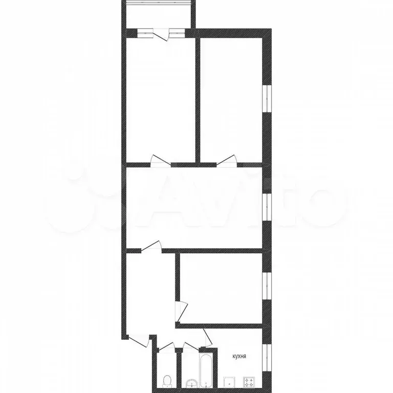 4-к. квартира, 61,6 м, 3/5 эт. - Фото 0