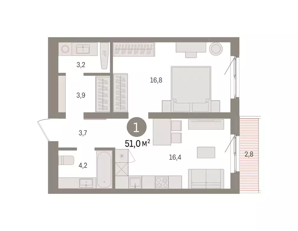 1-комнатная квартира: Екатеринбург, жилой район Юго-Западный, жилой ... - Фото 2