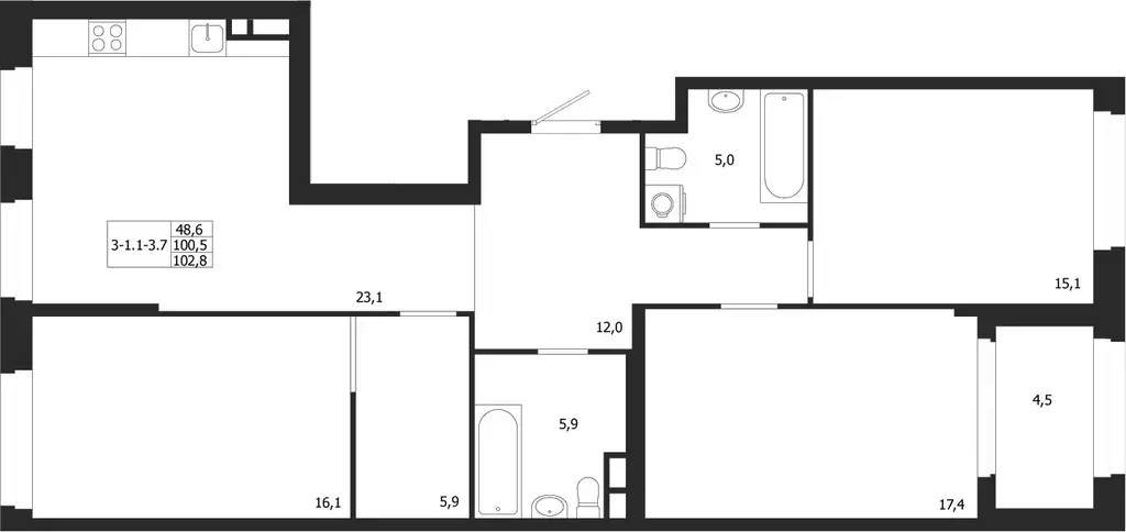 Продаётся 3-к квартира, 103 м - Фото 1
