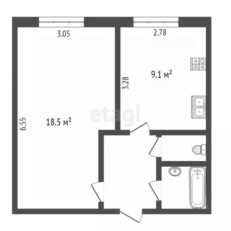1-к кв. Ямало-Ненецкий АО, Ноябрьск ул. Космонавтов, 21 (37.5 м) - Фото 2