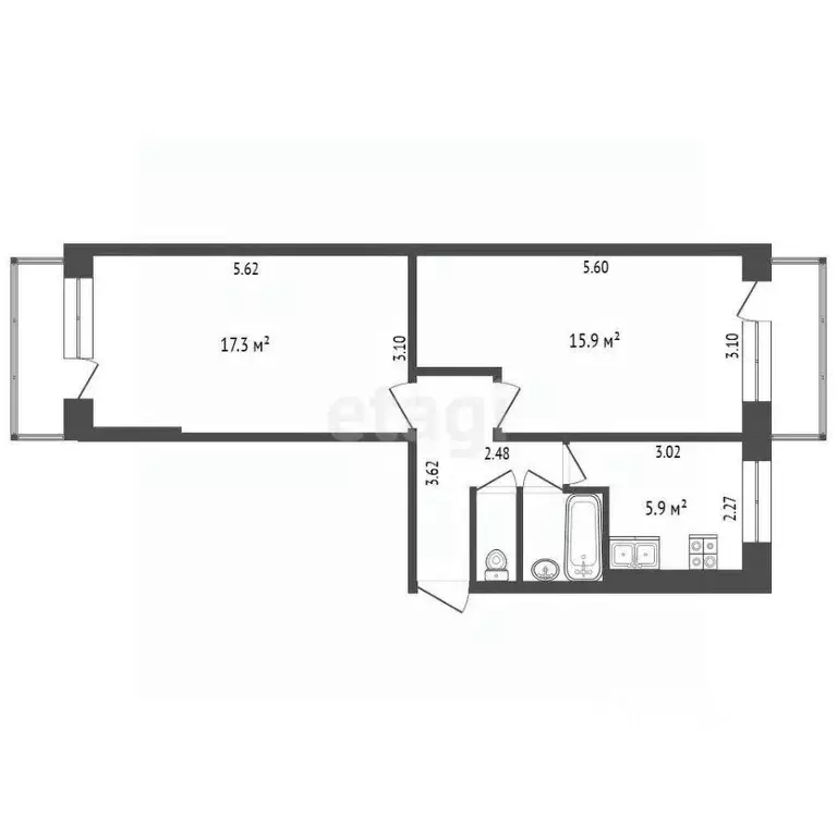 2-к кв. Белгородская область, Белгородский район, Разумное рп просп. ... - Фото 2