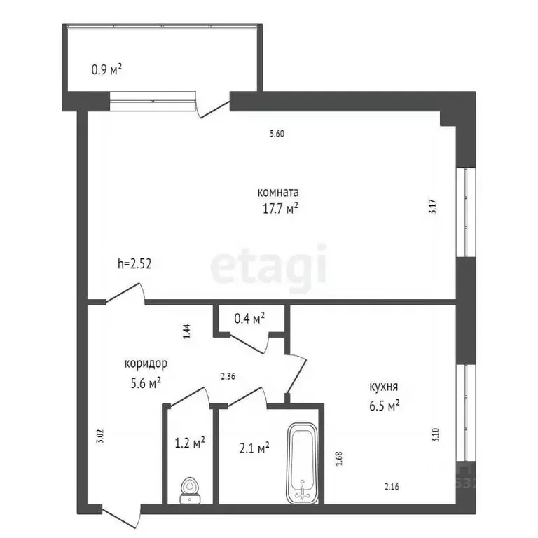 1-к кв. Красноярский край, Красноярск ул. Кутузова, 84 (34.4 м) - Фото 2